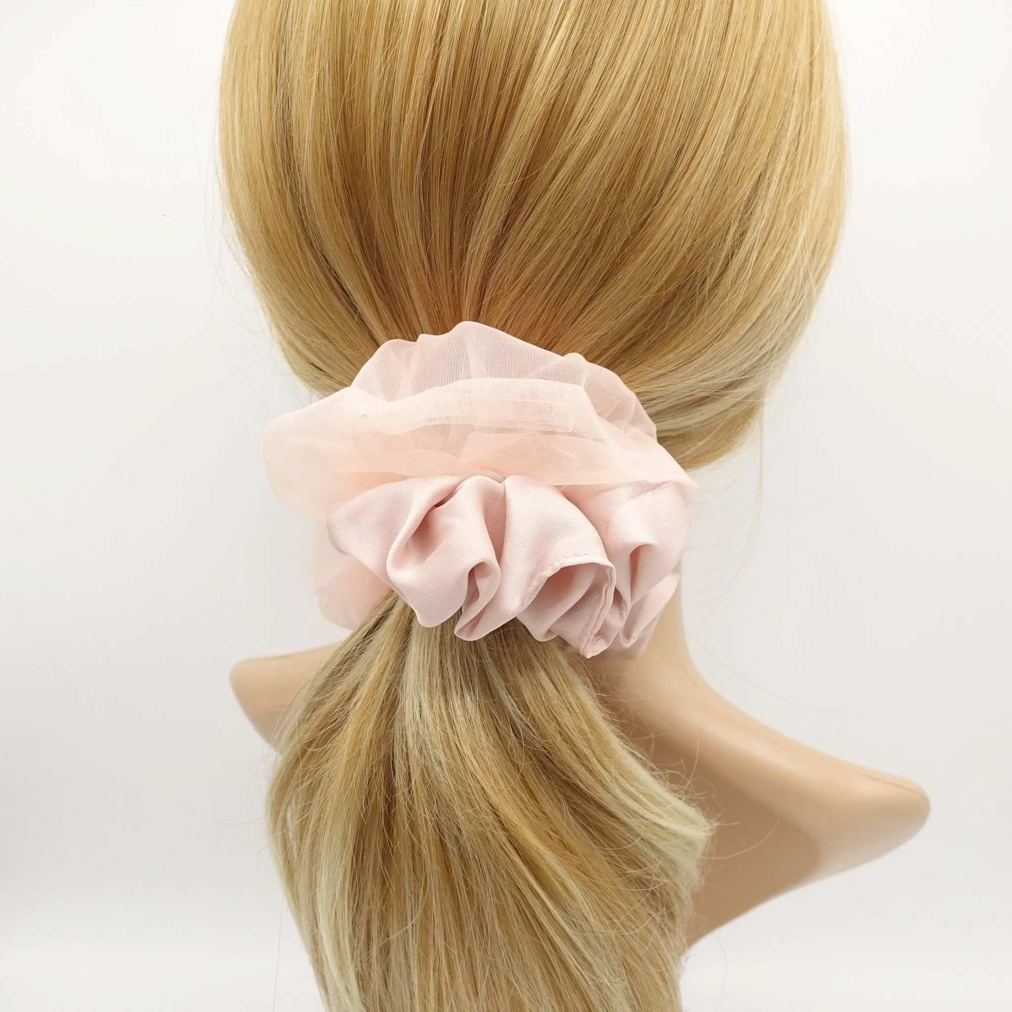 2 block scrunchies organza satin hair elastic scrunchie women hair accessory