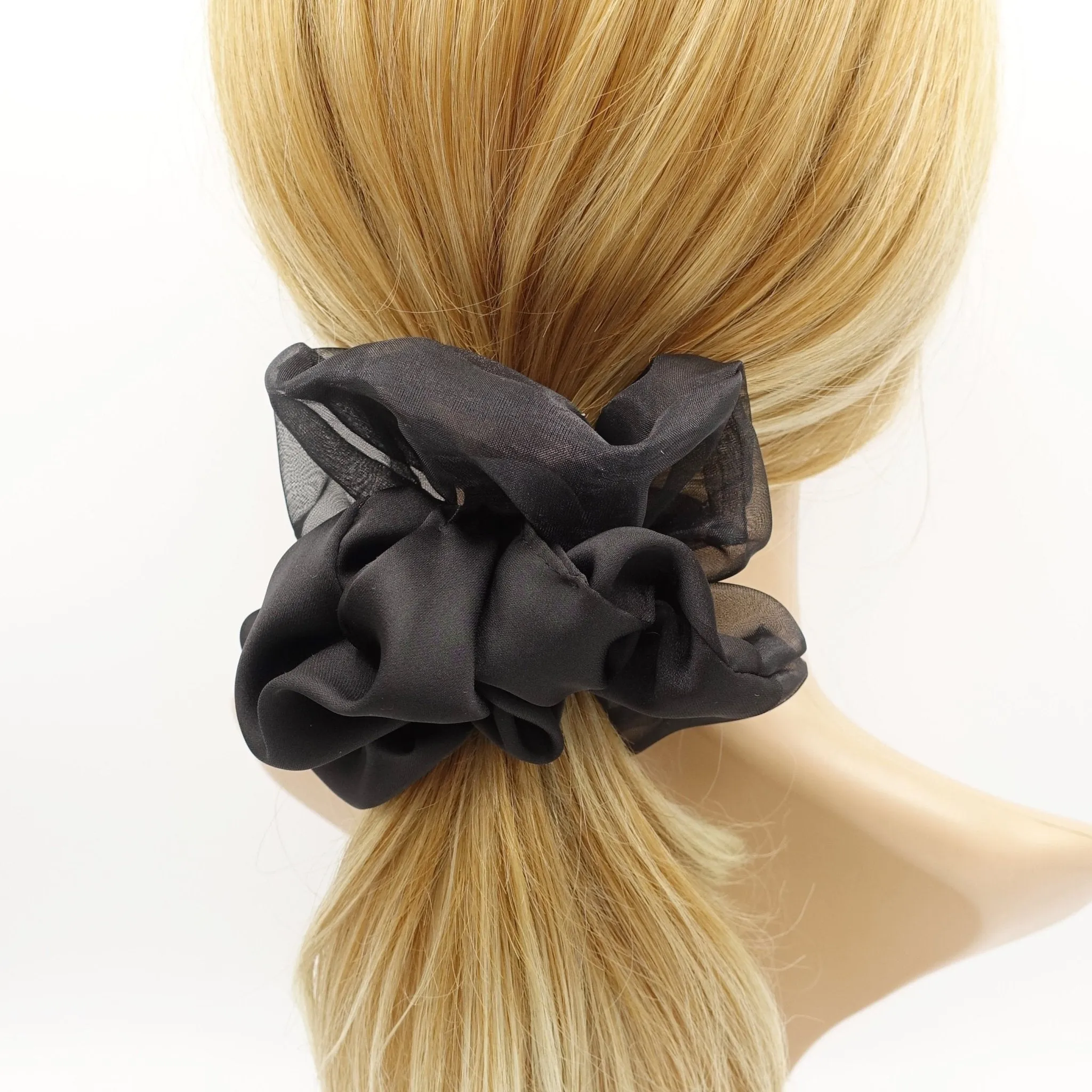 2 block scrunchies organza satin hair elastic scrunchie women hair accessory