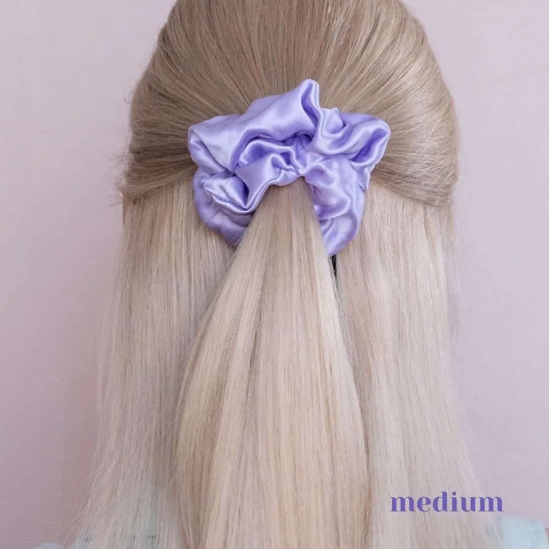 3 Pack Premium Mulberry Silk Scrunchies - Lavender - Medium