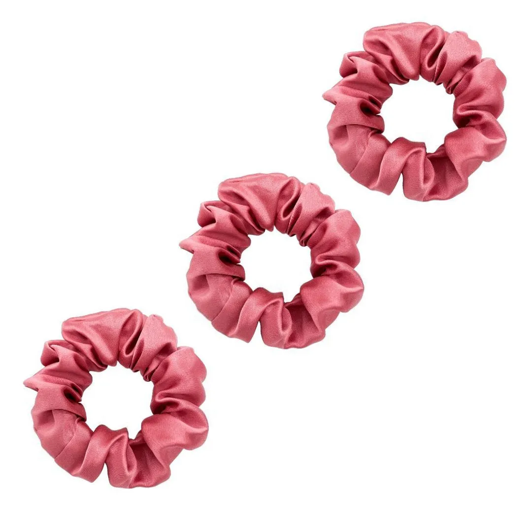 3 Pack Premium Mulberry Silk Scrunchies - Pink - Medium