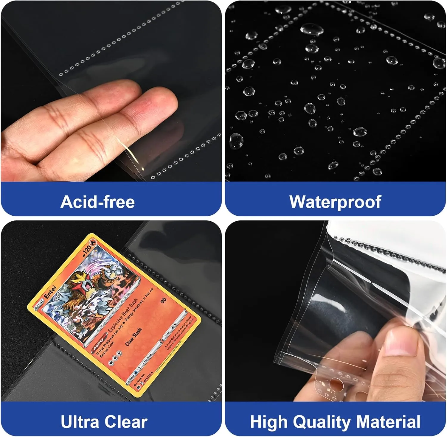 42 Pack 9 Pocket Double Side Card Sleeves Binder Sheets, Holds 756 Cards, Trading Card Binder Sleeves for 3 Ring Binder, Card Sleeve Pages for Baseball, Football, Business, TCG, Kpop Cards