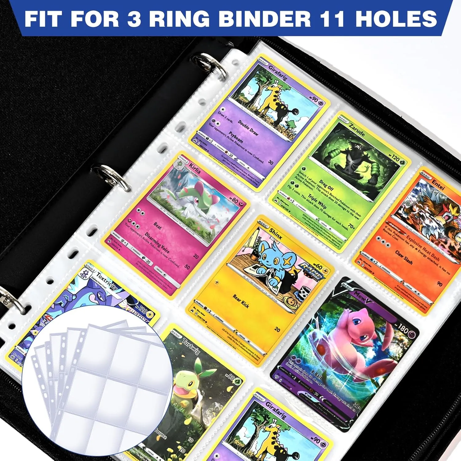 42 Pack 9 Pocket Double Side Card Sleeves Binder Sheets, Holds 756 Cards, Trading Card Binder Sleeves for 3 Ring Binder, Card Sleeve Pages for Baseball, Football, Business, TCG, Kpop Cards