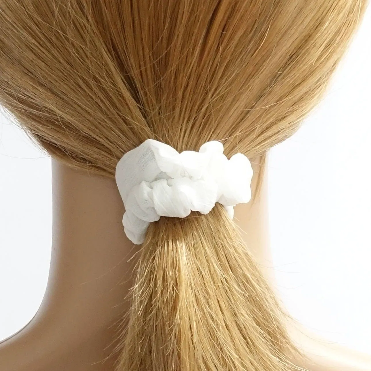 A set of 5 Mini Chiffon Scrunchies Set Solid Color scrunchy Ponytail Holder scrunchie pack for women