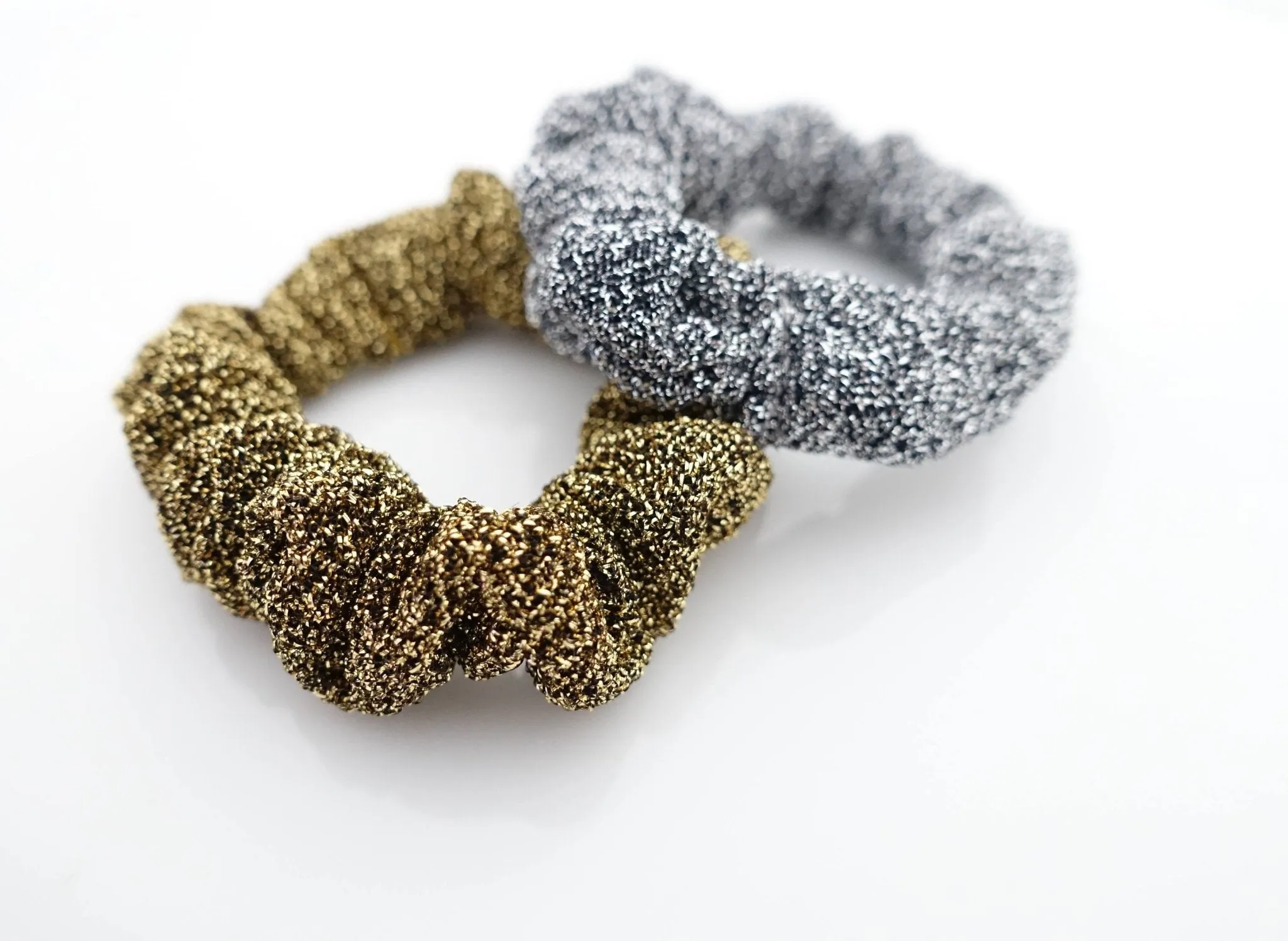 A Set of 5 thin scrunchies Pearl Glittering Mini Thin hair tie Set Women scrunchie pack