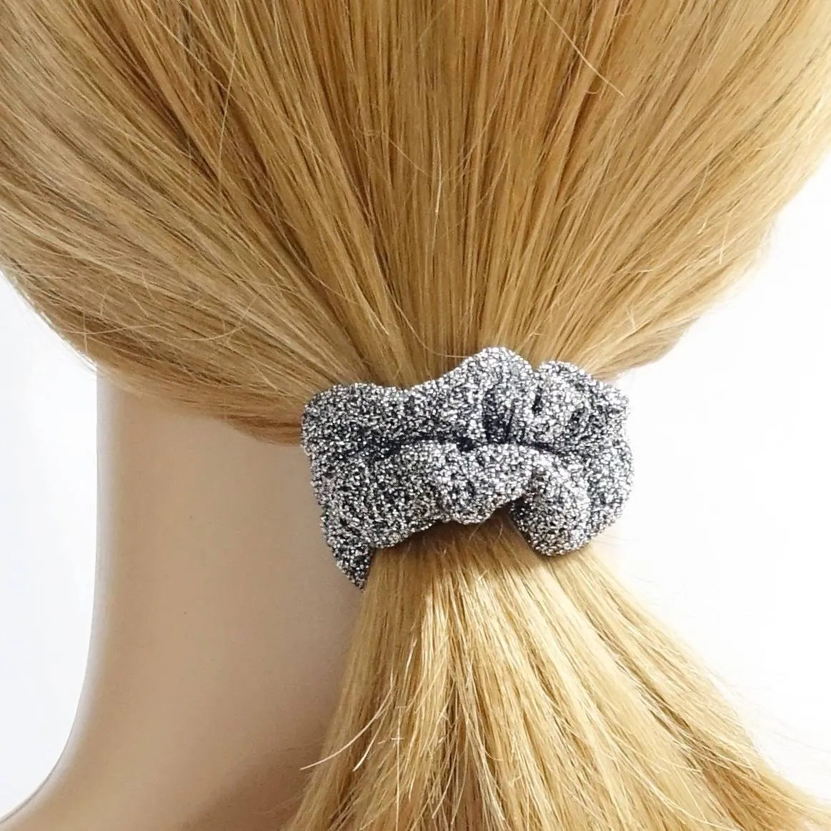 A Set of 5 thin scrunchies Pearl Glittering Mini Thin hair tie Set Women scrunchie pack