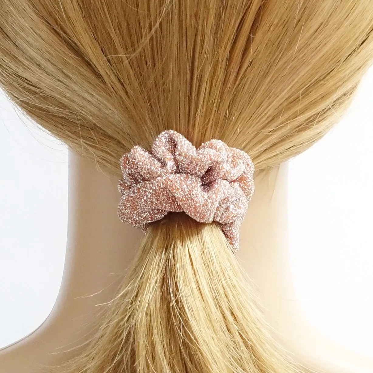 A Set of 5 thin scrunchies Pearl Glittering Mini Thin hair tie Set Women scrunchie pack