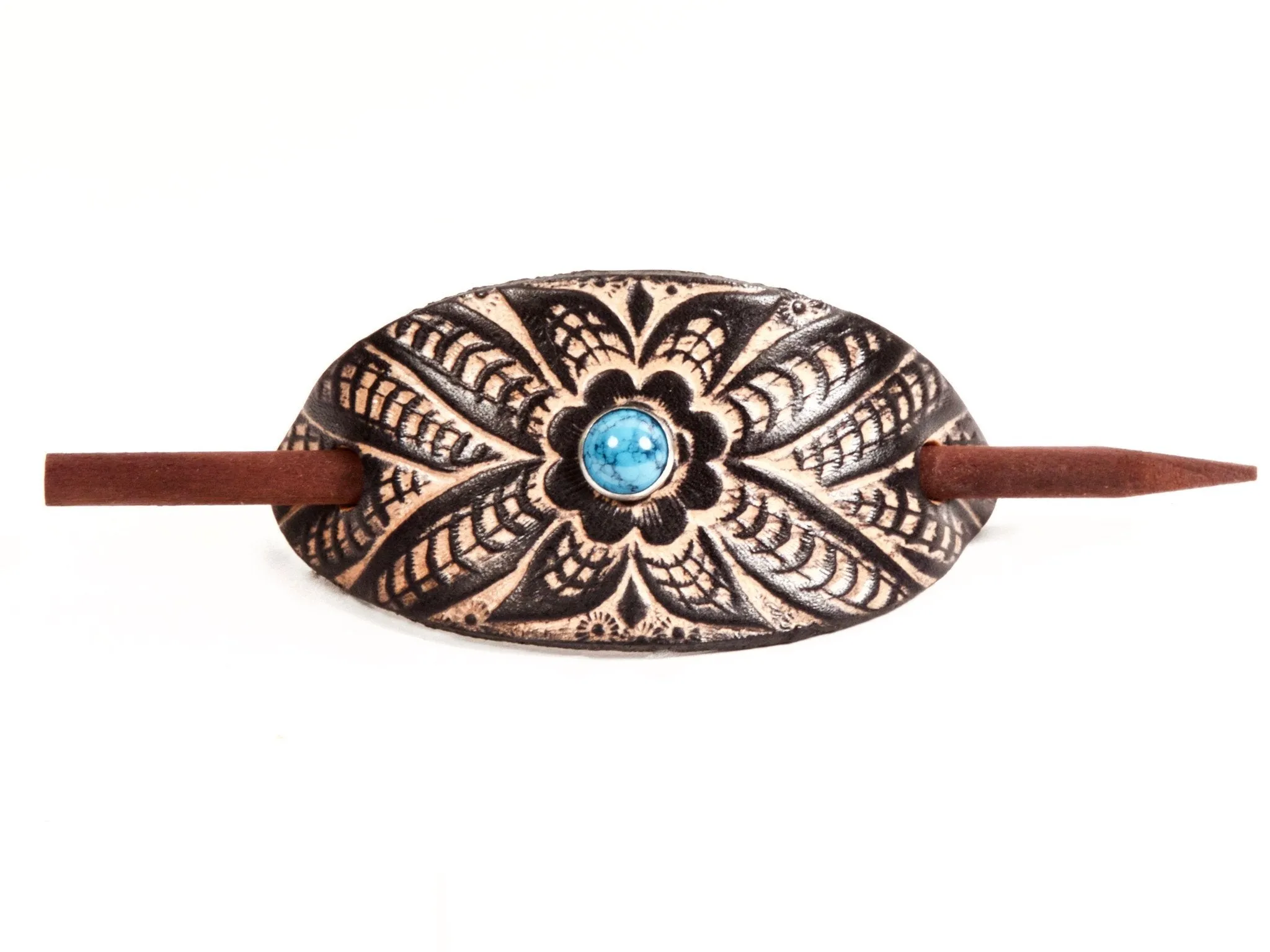 Accented Wildflower Leather Hair Barrette