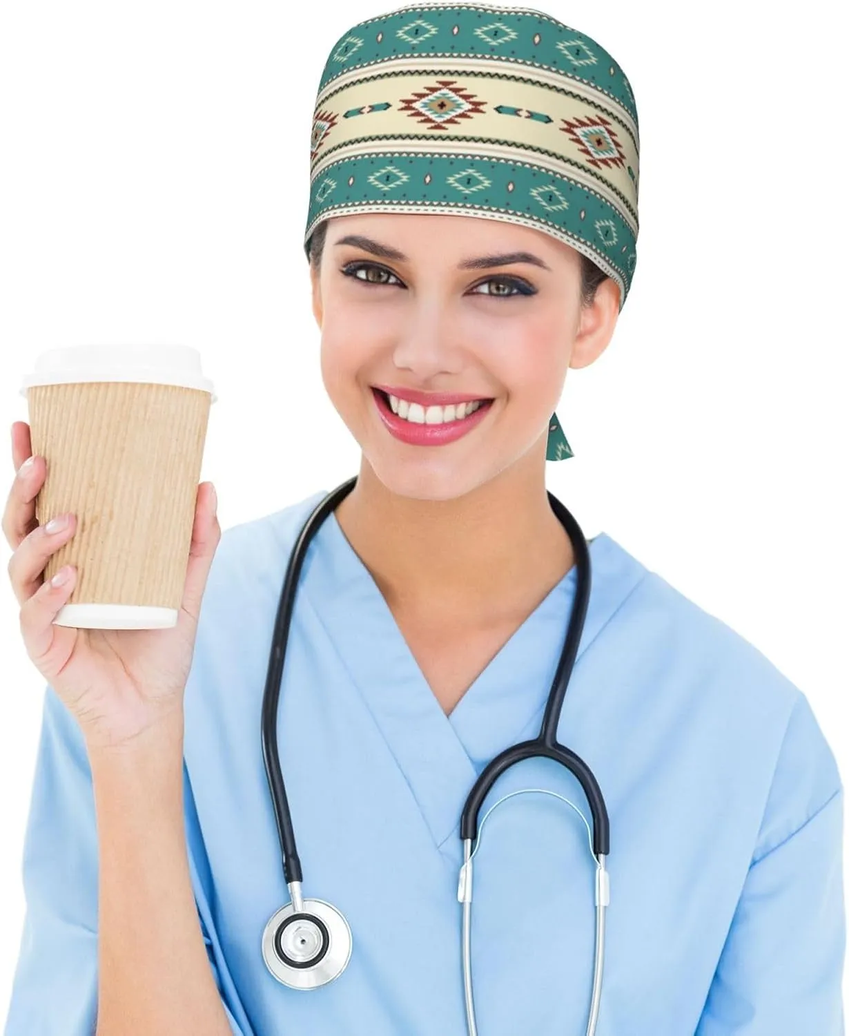 Adjustable Working Cap Scrub Cap with Sweatband, Scrub Caps for Women Men, One Size