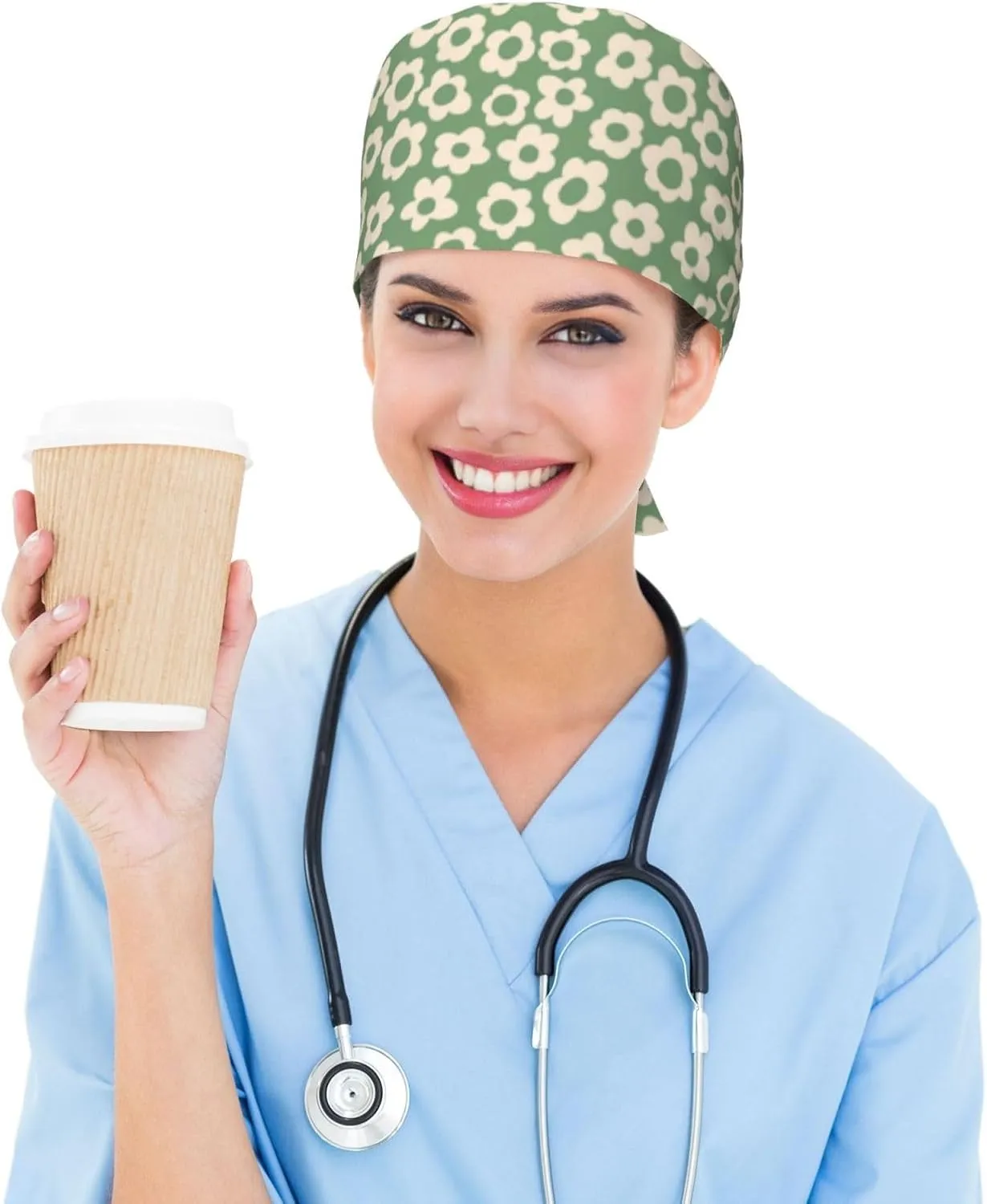 Adjustable Working Cap Scrub Cap with Sweatband, Scrub Caps for Women Men, One Size