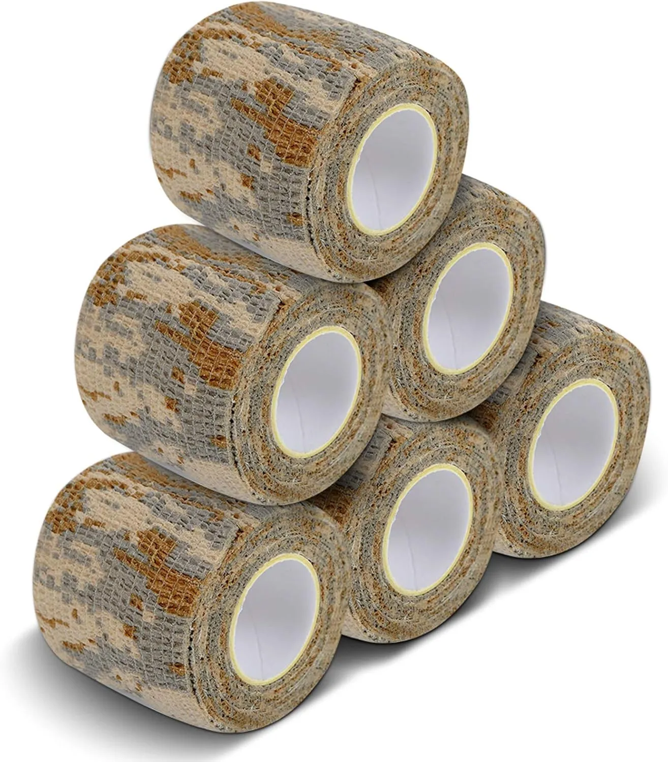 AIRSSON 6 Rolls Camo Tape Camouflage Form Wrap 1.96'' x 177'' Self-Adhesive Camo Stretch Bandage for Flashlights Bicycle Camera