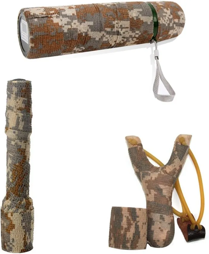 AIRSSON 6 Rolls Camo Tape Camouflage Form Wrap 1.96'' x 177'' Self-Adhesive Camo Stretch Bandage for Flashlights Bicycle Camera