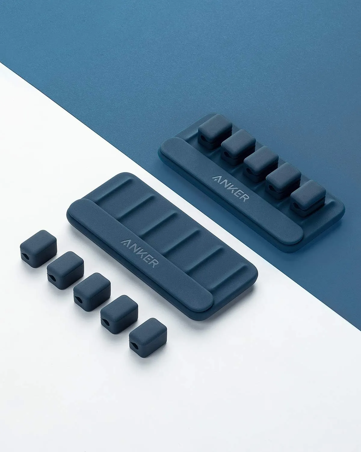 Anker Cable Management - Magnetic Cord Keeper, 5 Clips for Lightning & USB C / Micro Cables, Sticks to Wood, Marble, Metal, Glass (Blue, 2 Pack)