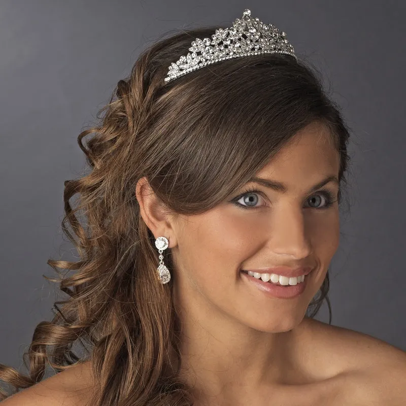 Antique Style Silver Crystal Tiara Headpiece