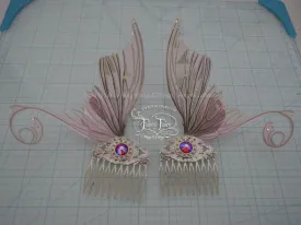 Aphrodite 5 inch Pastel Lilac Fairy Wing Hair Combs with Silver Veins