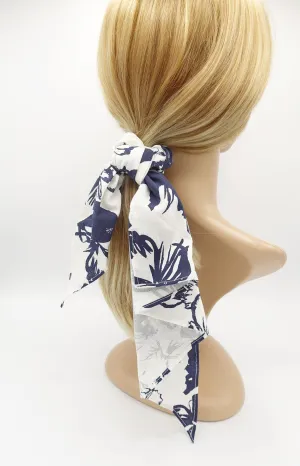 asymmetric cotton floral scrunchies  folded tail hair elastic for women