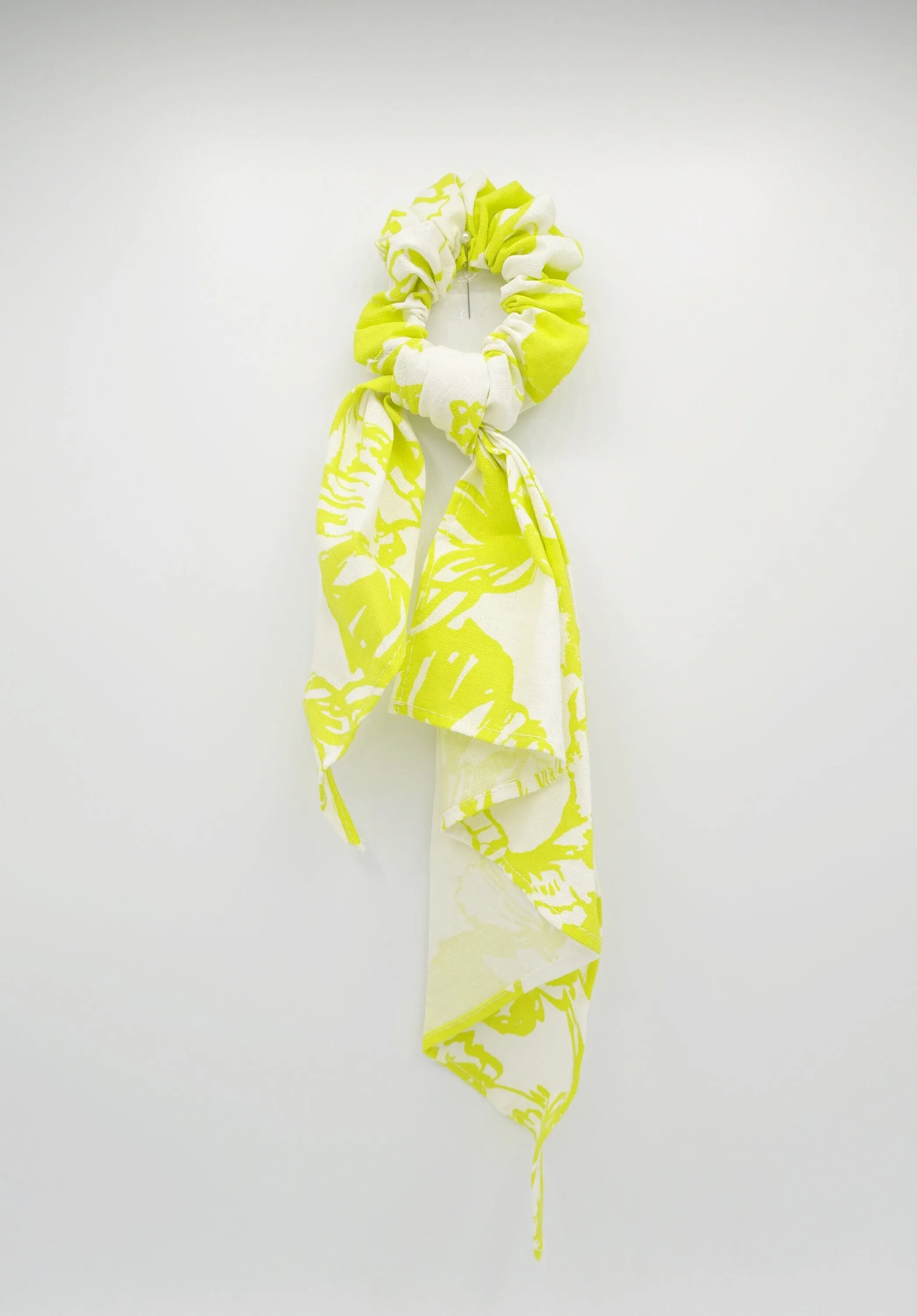 asymmetric cotton floral scrunchies  folded tail hair elastic for women