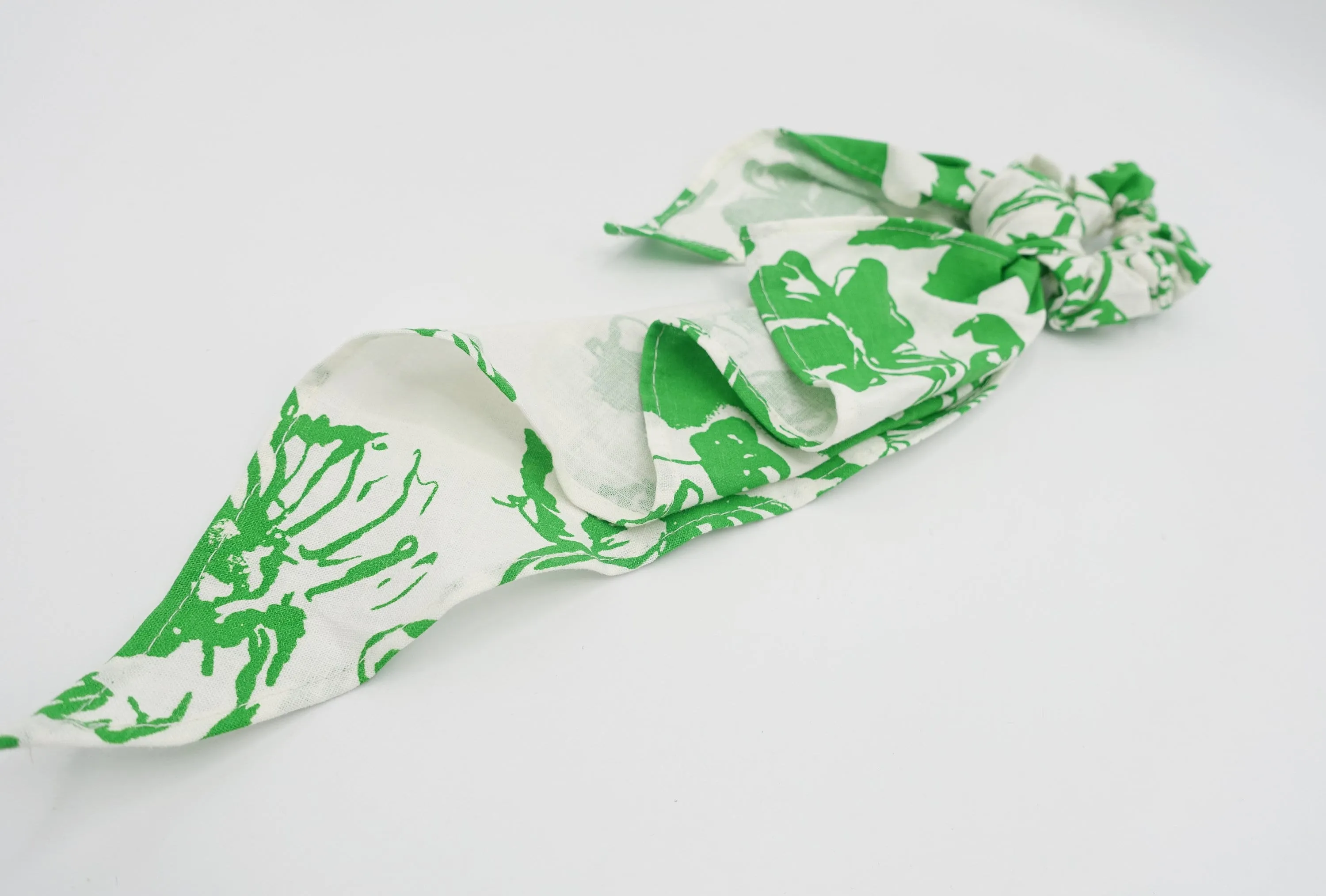asymmetric cotton floral scrunchies  folded tail hair elastic for women