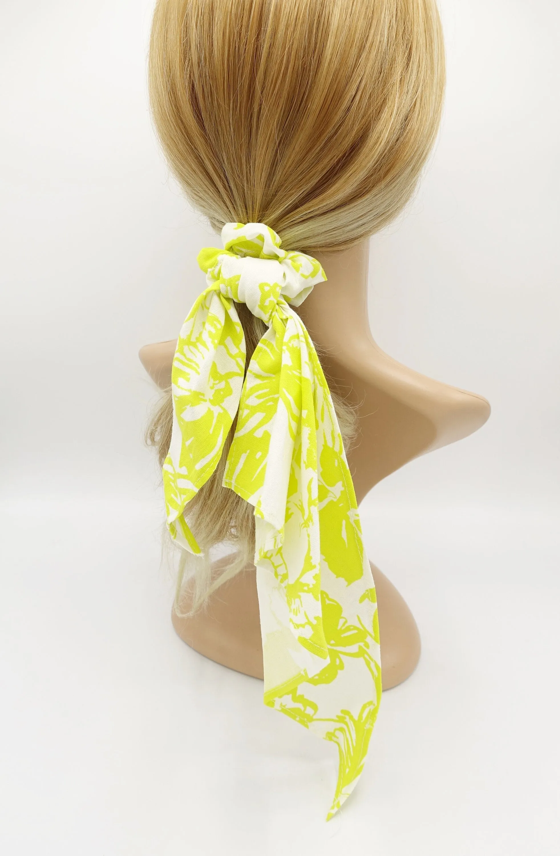 asymmetric cotton floral scrunchies  folded tail hair elastic for women