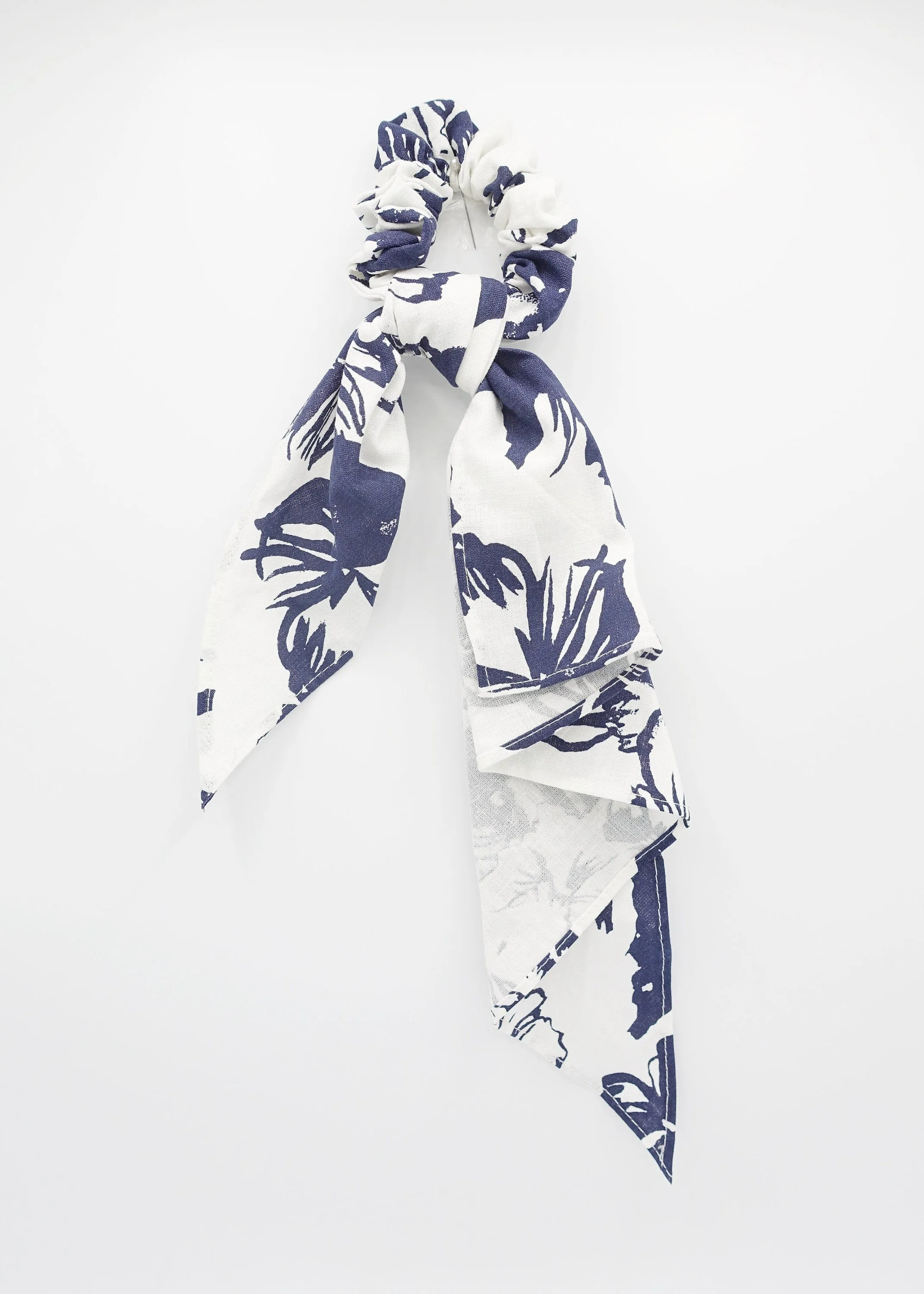 asymmetric cotton floral scrunchies  folded tail hair elastic for women