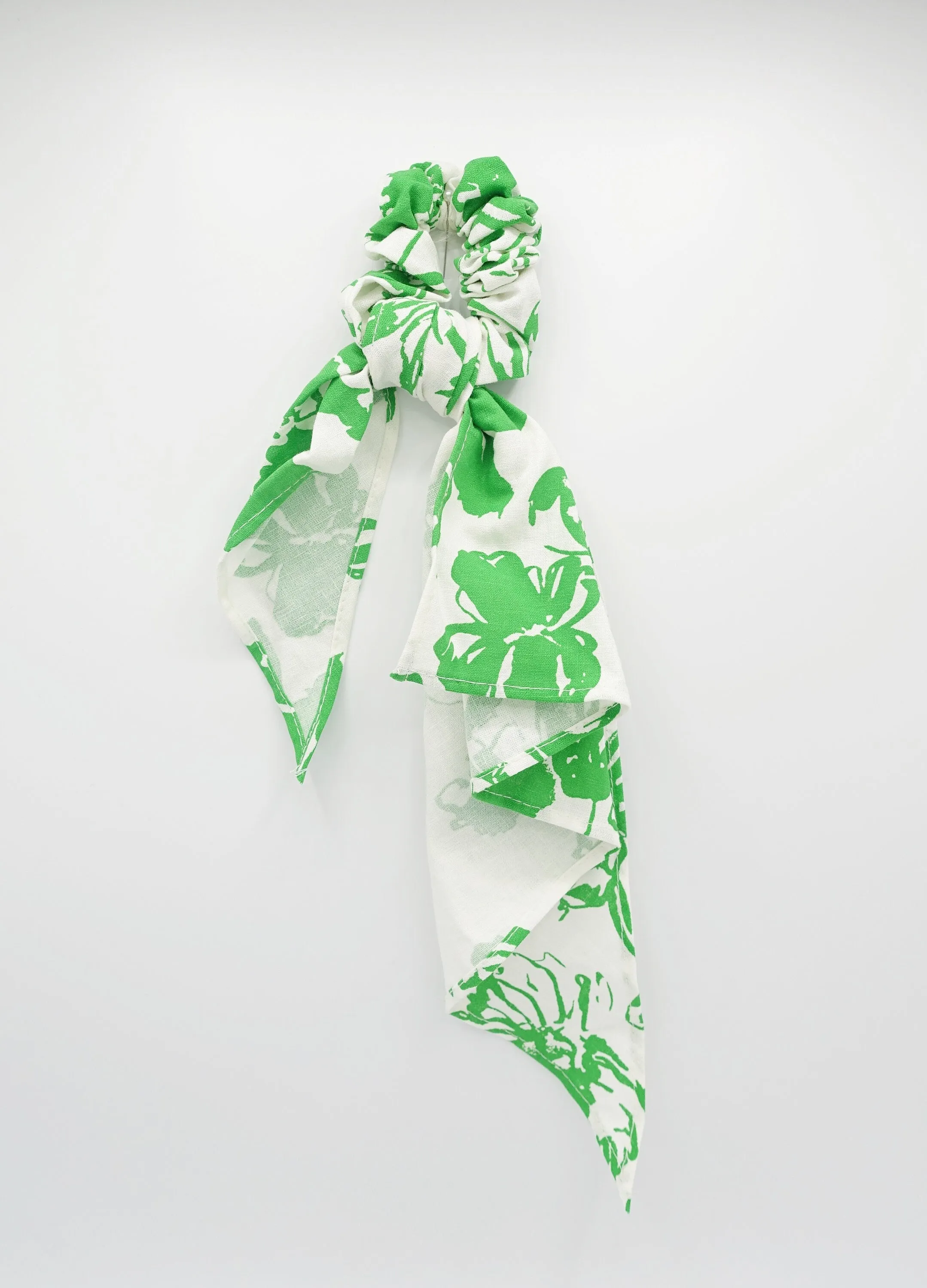 asymmetric cotton floral scrunchies  folded tail hair elastic for women