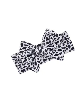 Baby Girl Bow Headband and Hair Clip Set With Cow Print HeadWear (Cow Stria)