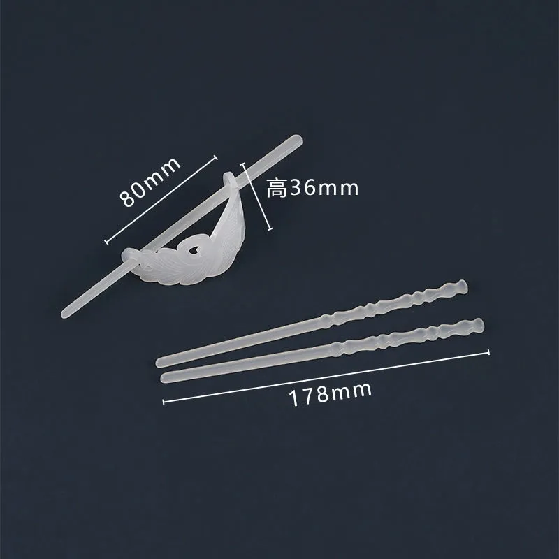 Bai Yu 白玉 White Jade Imitation Han Dynasty Unisex Crown & Hairstick Set