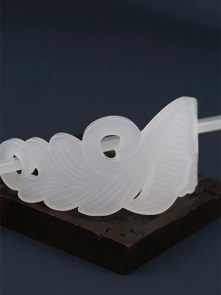Bai Yu 白玉 White Jade Imitation Han Dynasty Unisex Crown & Hairstick Set