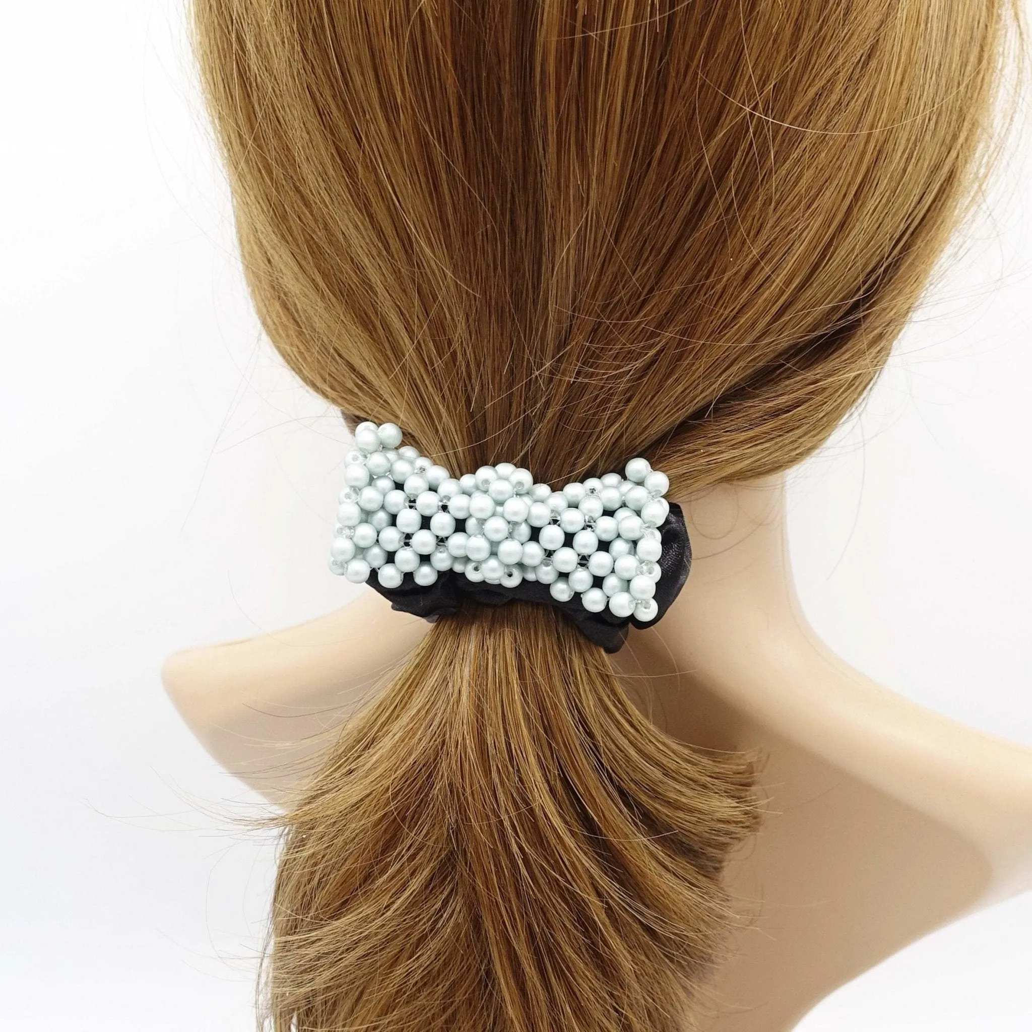 ball beaded bow satin scrunchies hair tie elastic hair tie for women