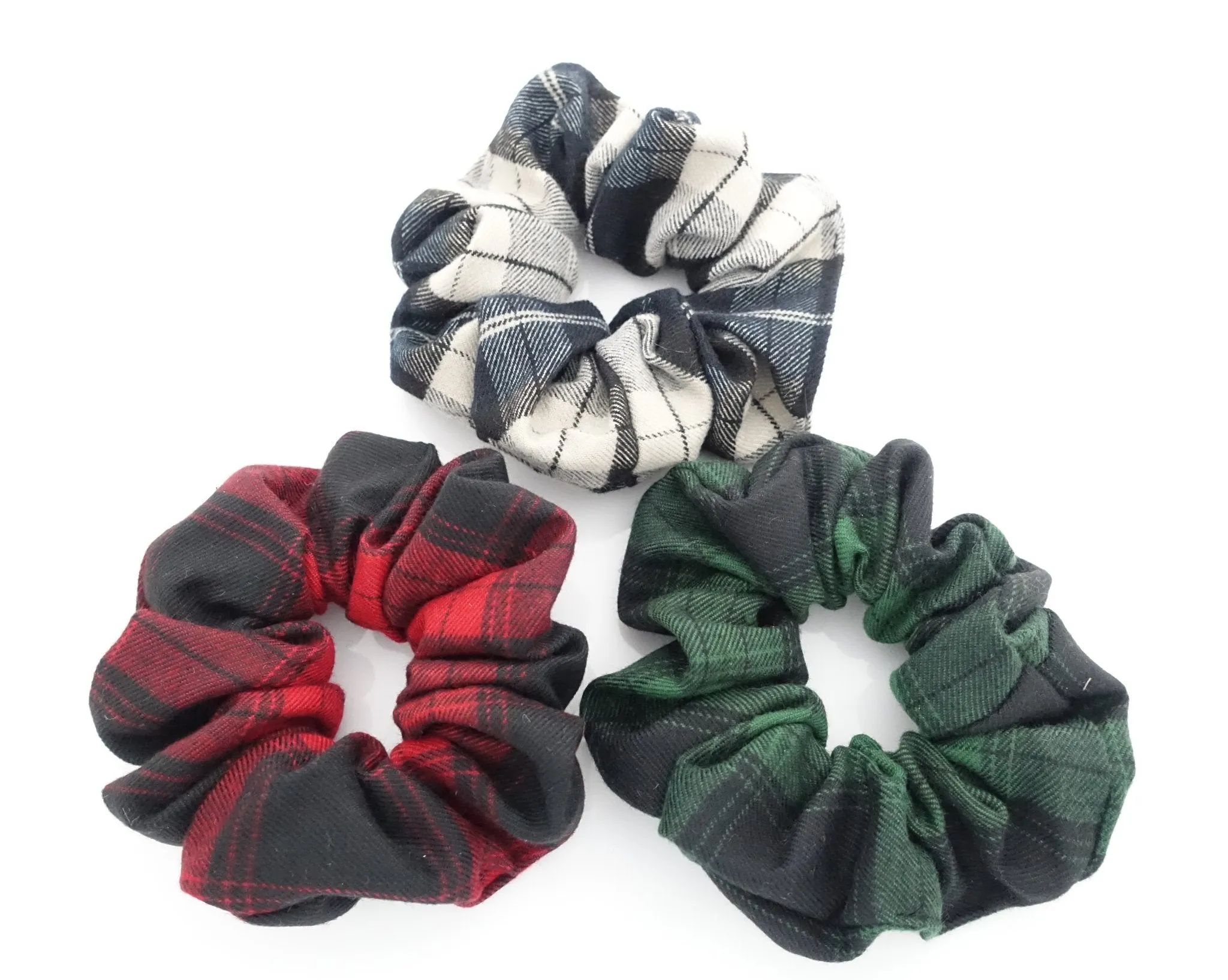 basic plaid check Fall Winter scrunchies casual women hair tie scrunchy