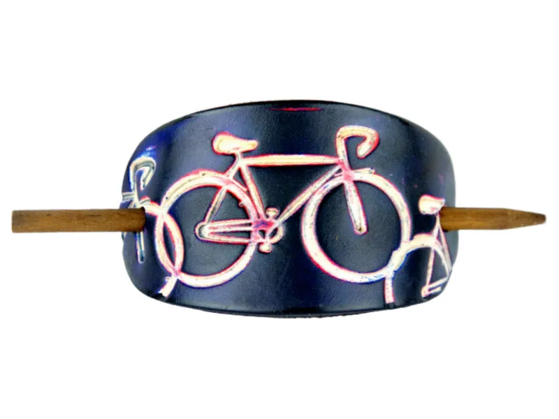 Bicycle Leather Hair Barrette