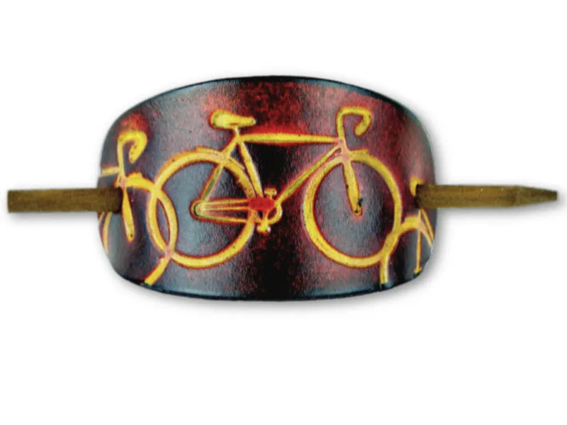 Bicycle Leather Hair Barrette