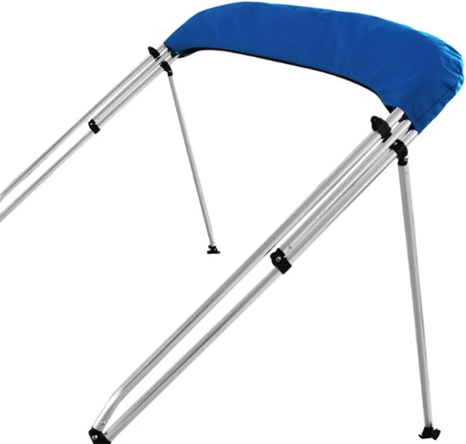 Bimini Top Storage Boot600D Sun Protection Windproof Bimini top Boot Cover,Suitable for 3-4 Bows Bimini Tops,Tear Resistant Durable Canvas Waterproof Storage Boot Cover (Blue, 91"-96" W)