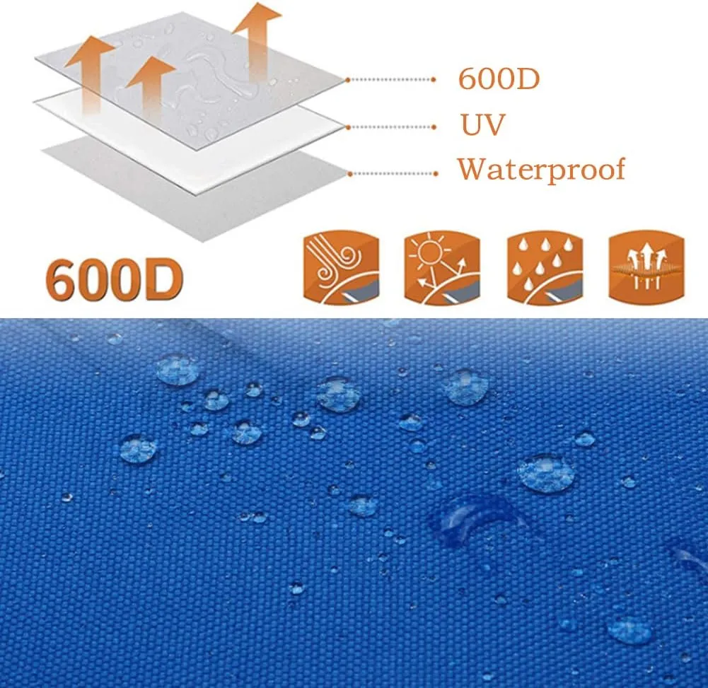 Bimini Top Storage Boot600D Sun Protection Windproof Bimini top Boot Cover,Suitable for 3-4 Bows Bimini Tops,Tear Resistant Durable Canvas Waterproof Storage Boot Cover (Blue, 91"-96" W)