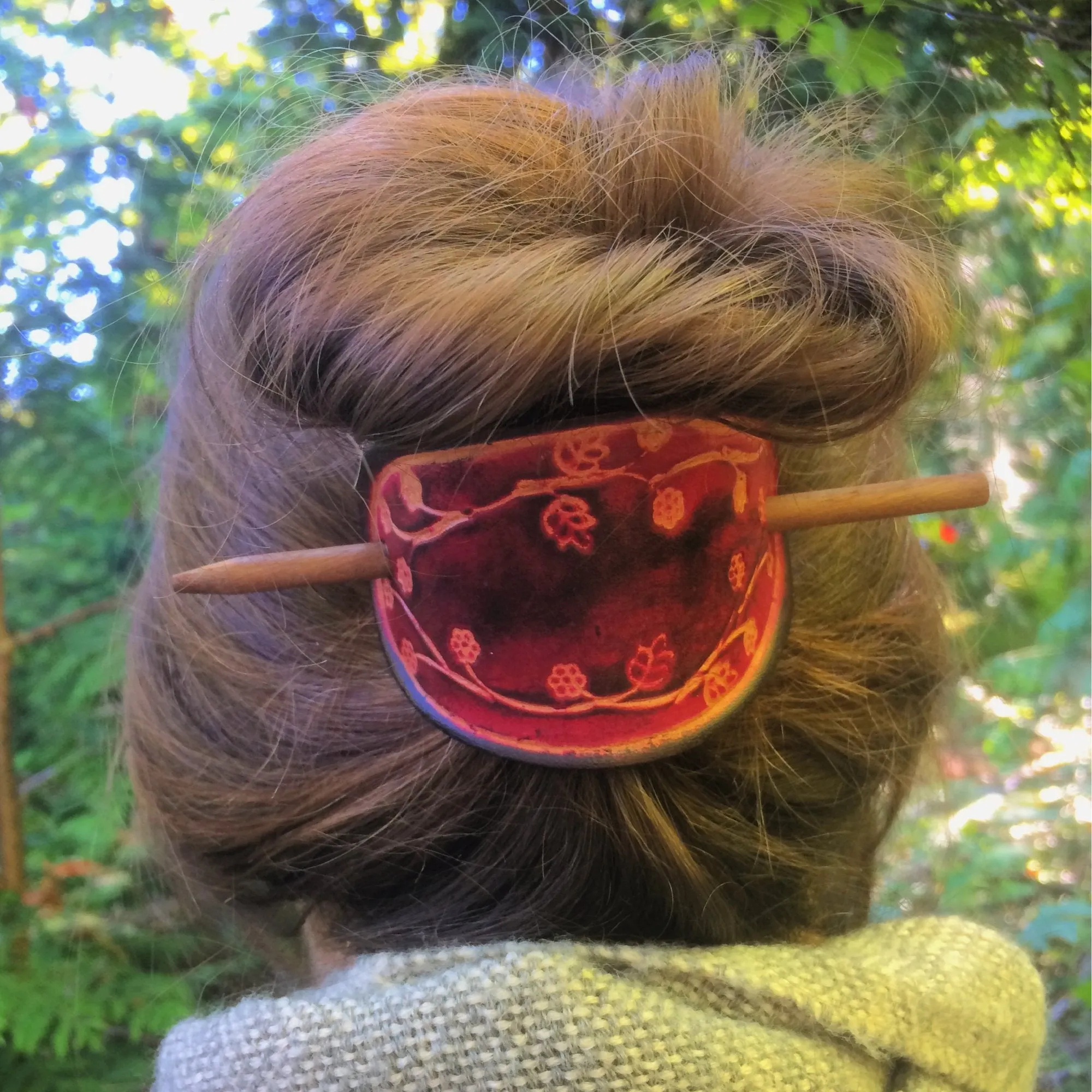 Blooming Vine Leather Hair Barrette