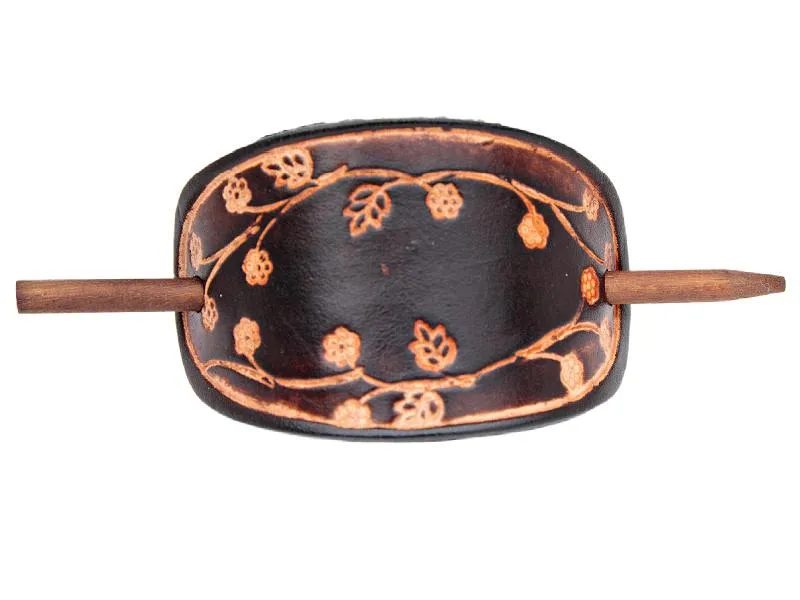 Blooming Vine Leather Hair Barrette