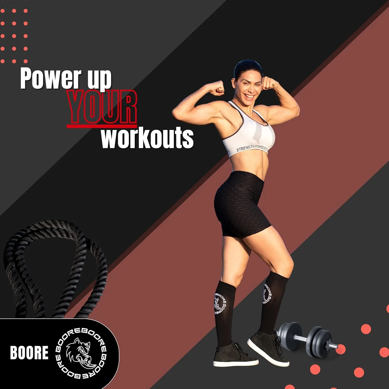 BOORE Calf Sleeves OCR Deadlift Sleeves Compression Sleeves for Fitness Training Weight Lifting Cross Fitness - Footless Sock 15-20mmhg Shin Drag Protection(Black, L/XL), Black, L/XL