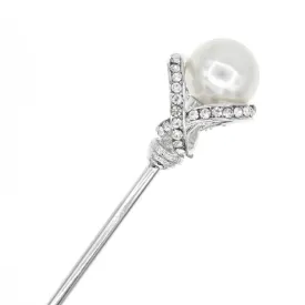 Bridal Rhinestone Hair Stick with Large Pearl