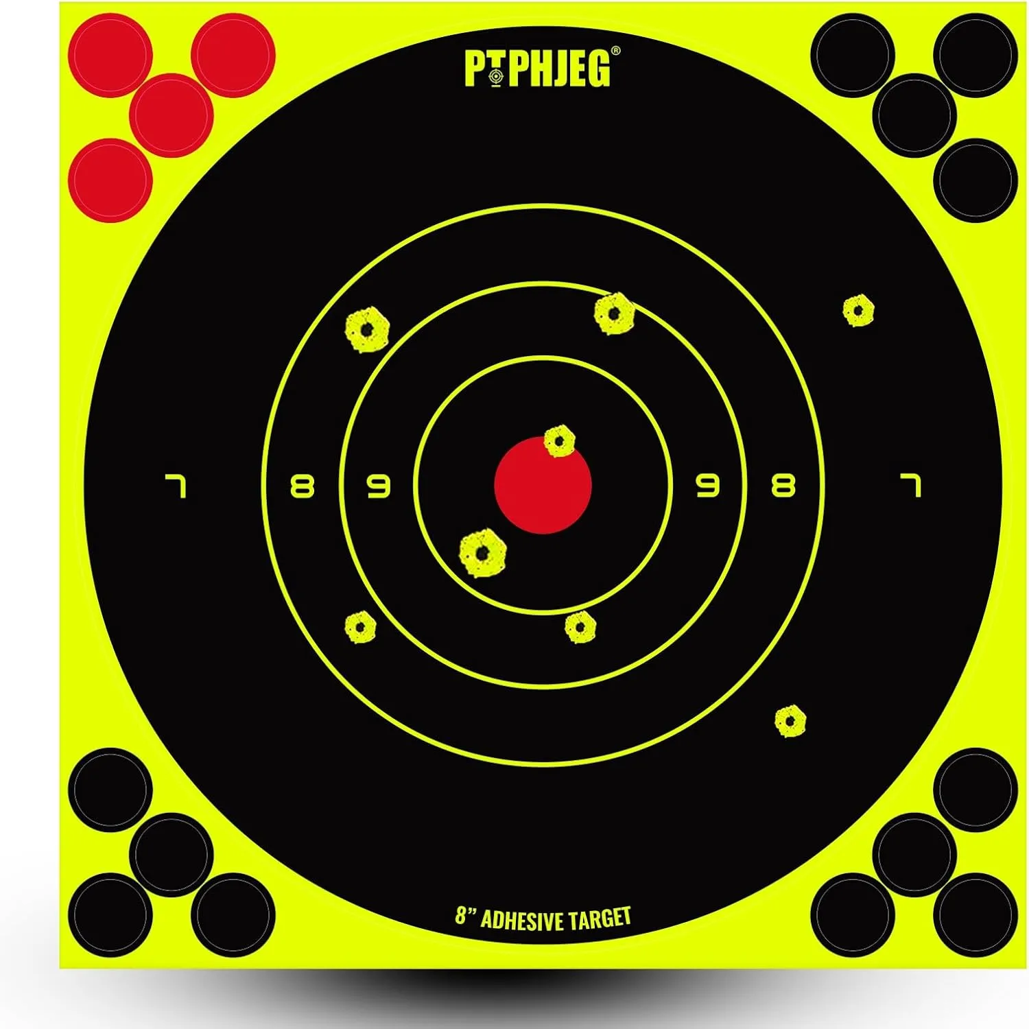 Bright Fluorescent Yellow Adhesive Splatter Shooting Targets 8x8 Inches (25/50 Pack)