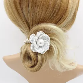 camellia scrunchies, pearl flower hair ties, flower scrunchies for women