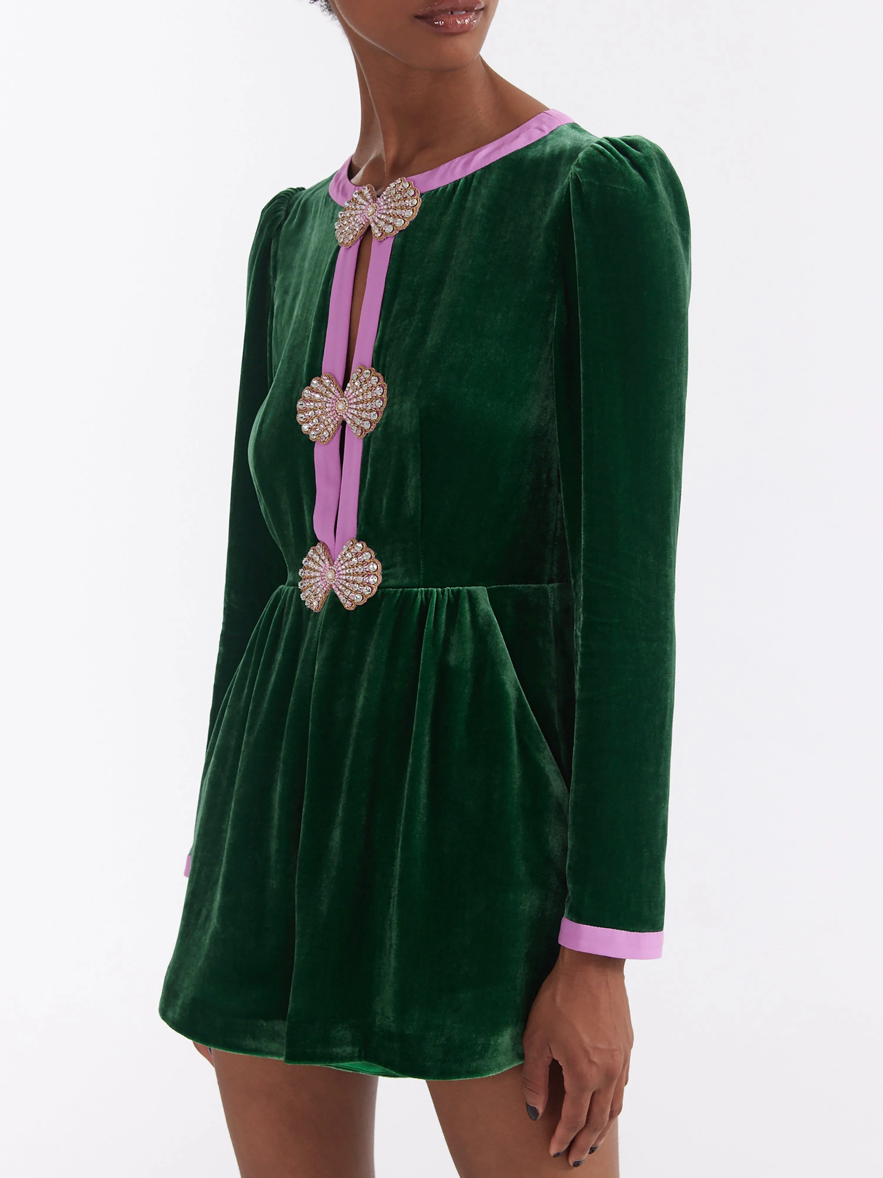 Camille Bows Playsuit in Emerald