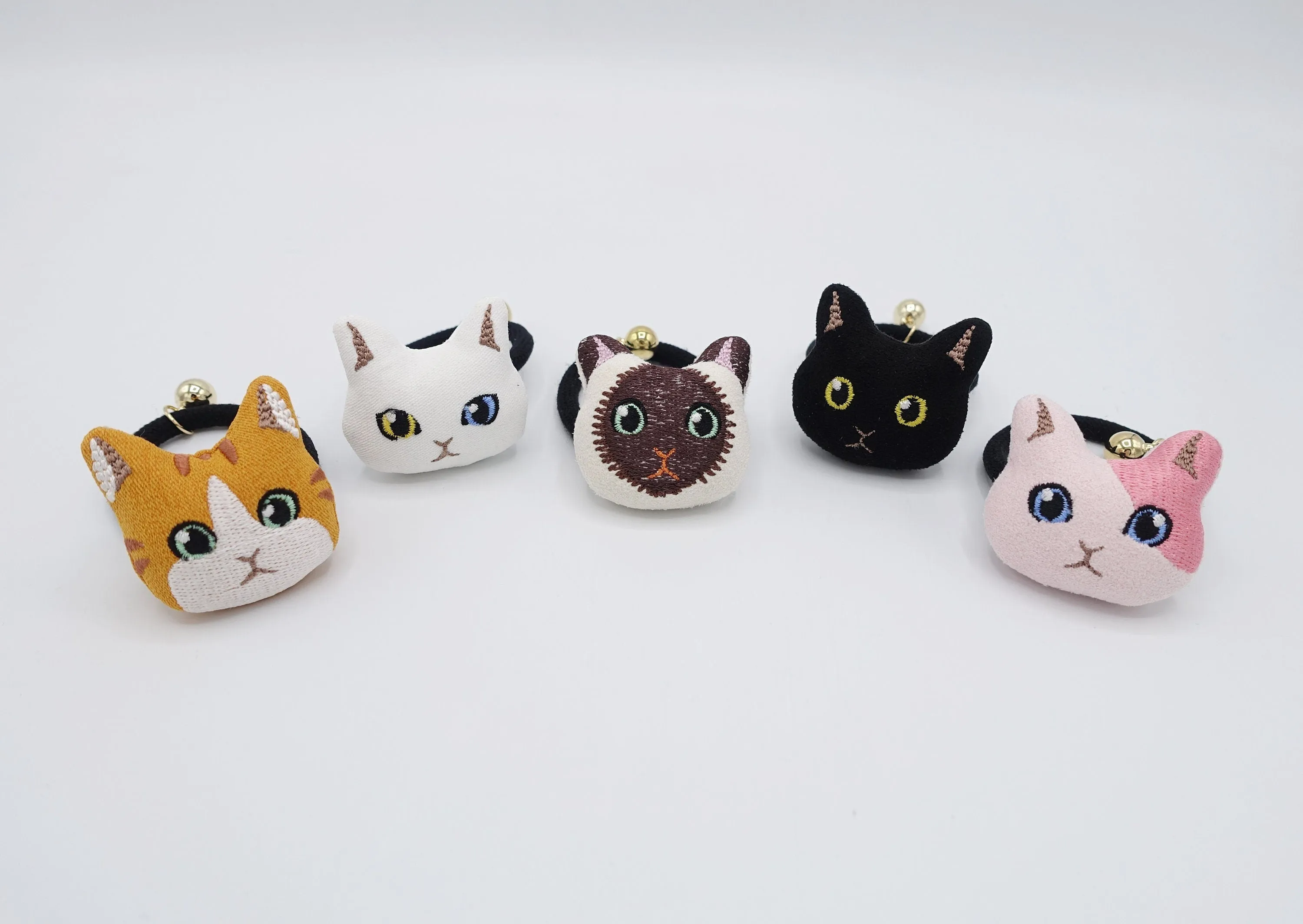 cat embroidery hair elastic character ponytail holder hair ties