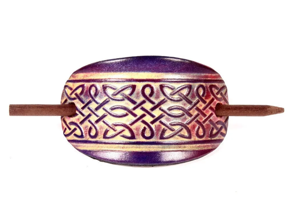 Celtic Interlace Leather Hair Barrette