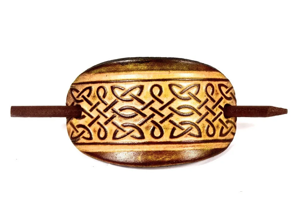 Celtic Interlace Leather Hair Barrette