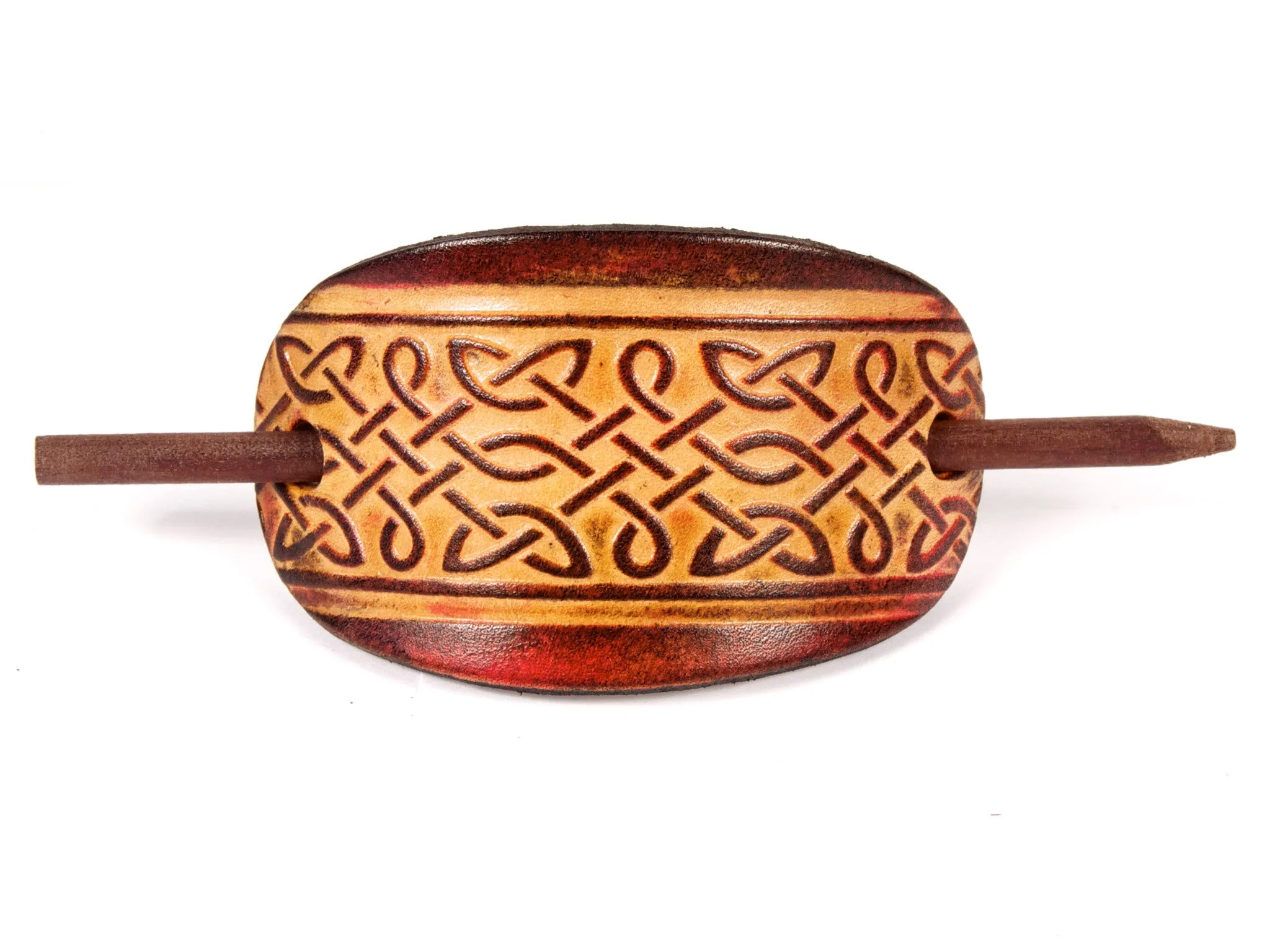 Celtic Interlace Leather Hair Barrette