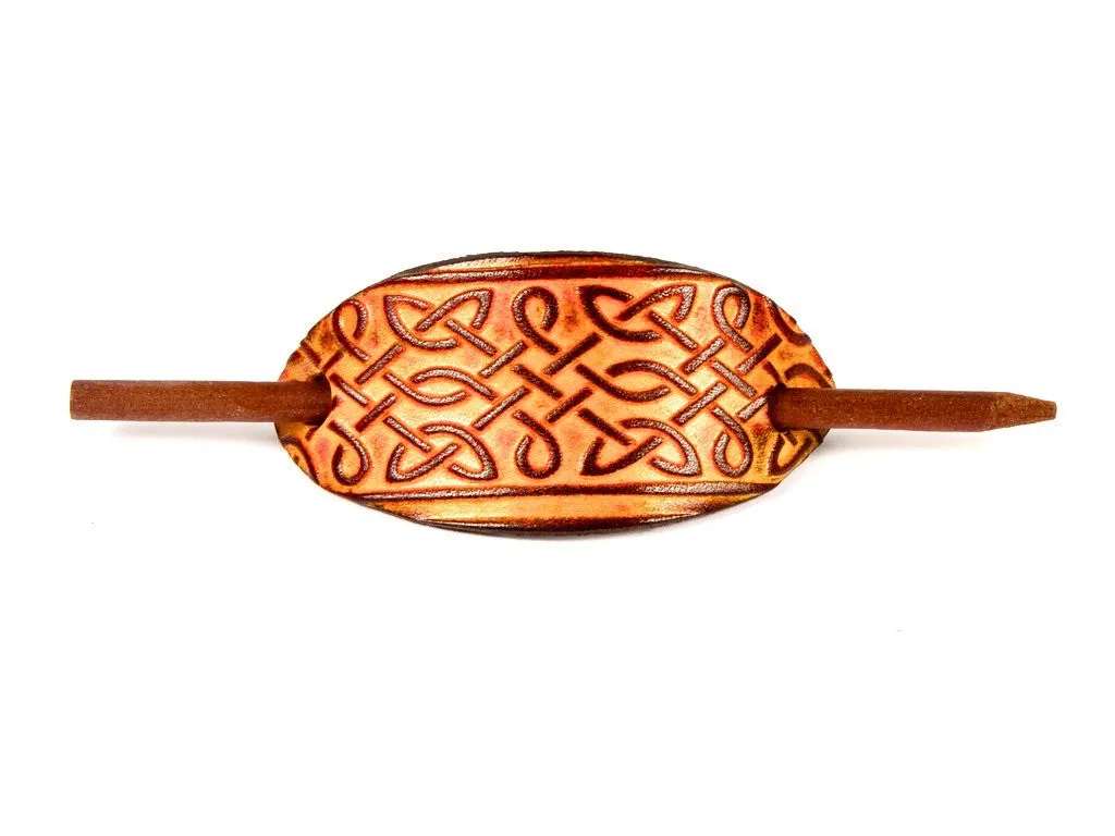Celtic Interlace Leather Hair Barrette