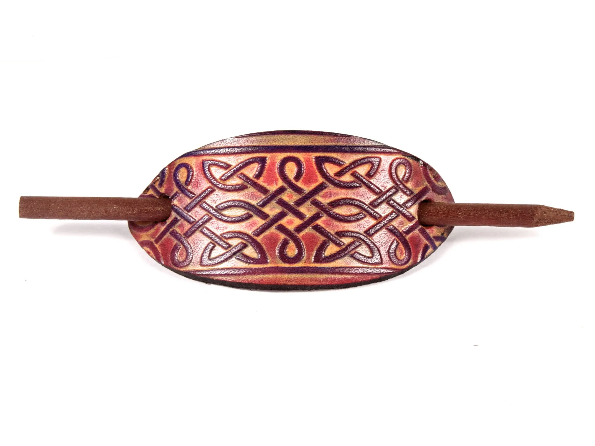 Celtic Interlace Leather Hair Barrette
