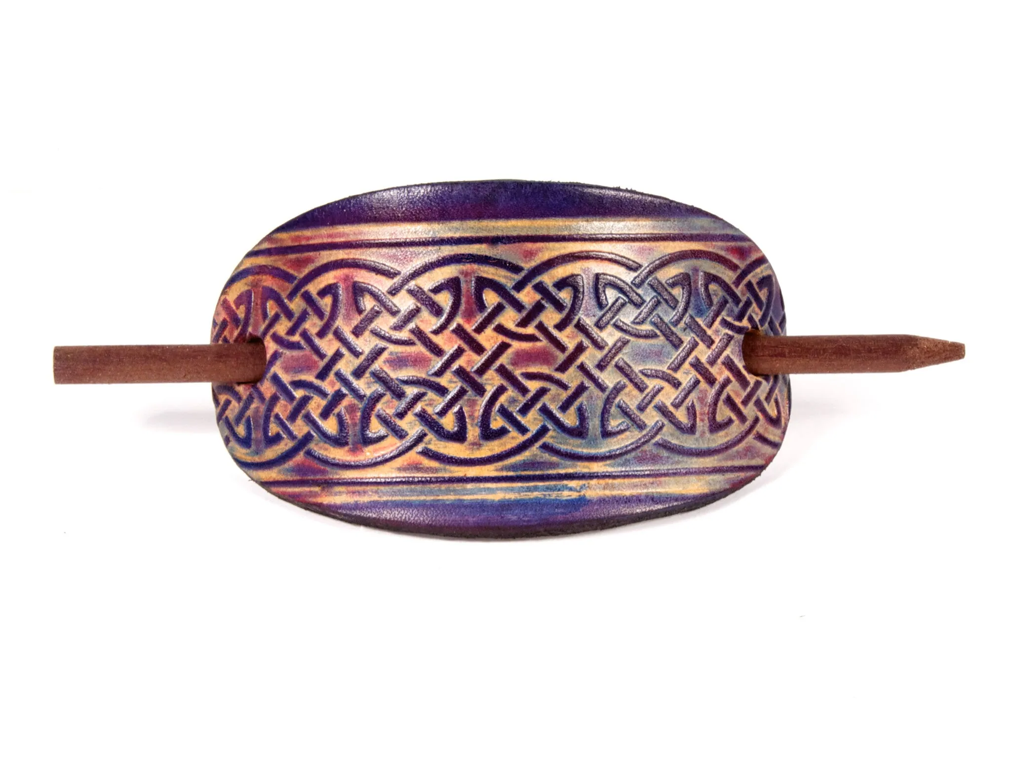 Celtic Lattice Leather Hair Barrette