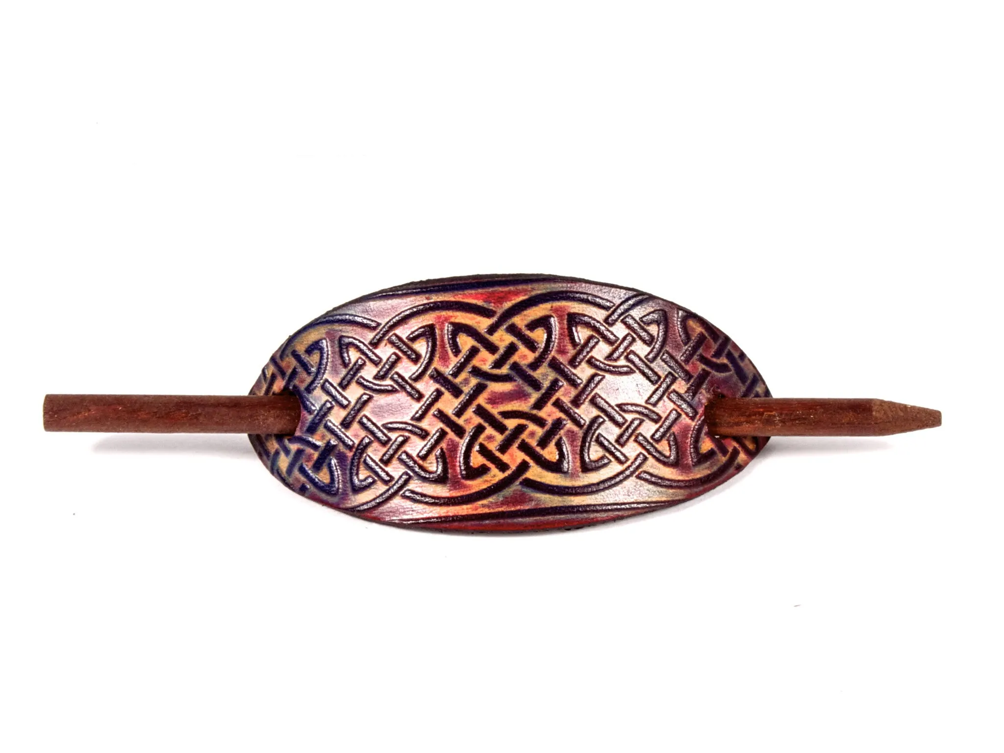 Celtic Lattice Leather Hair Barrette