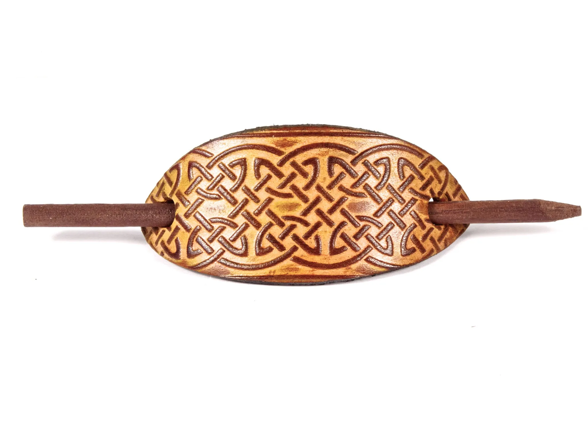 Celtic Lattice Leather Hair Barrette