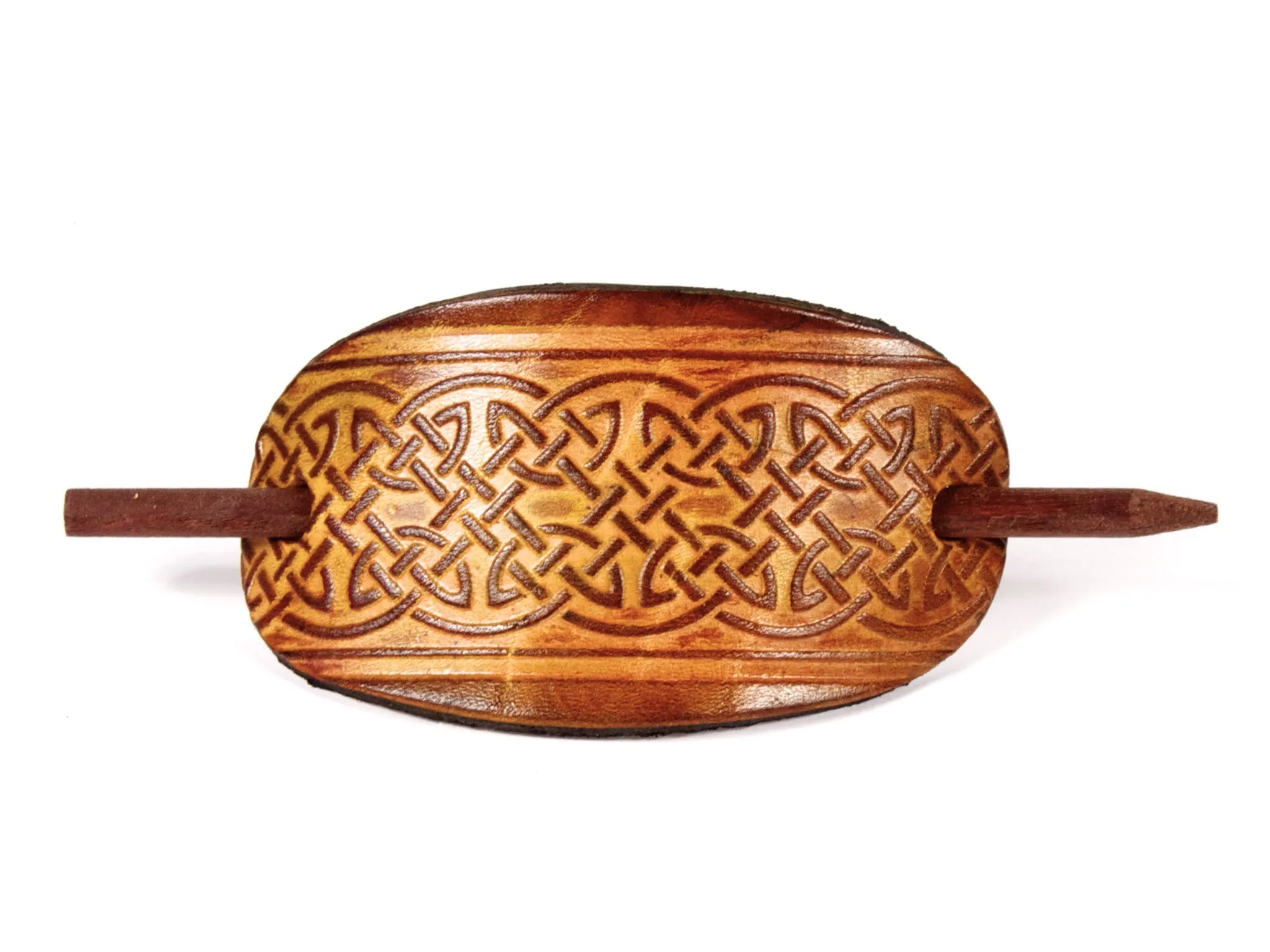 Celtic Lattice Leather Hair Barrette